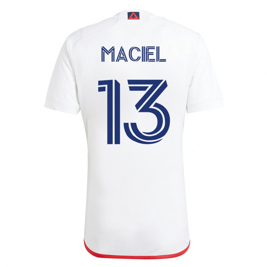 Herren Fußball Maciel #13 Weiß Rot Auswärtstrikot Trikot 2023/24 T-Shirt Luxemburg