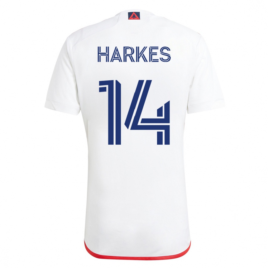 Herren Fußball Ian Harkes #14 Weiß Rot Auswärtstrikot Trikot 2023/24 T-Shirt Luxemburg