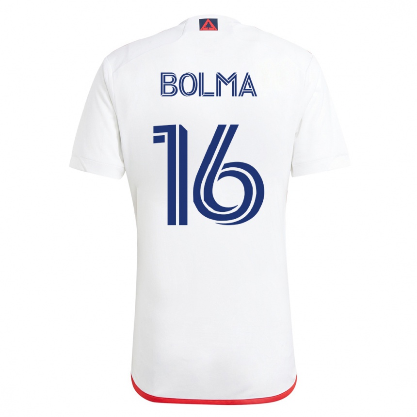 Herren Fußball Josh Bolma #16 Weiß Rot Auswärtstrikot Trikot 2023/24 T-Shirt Luxemburg
