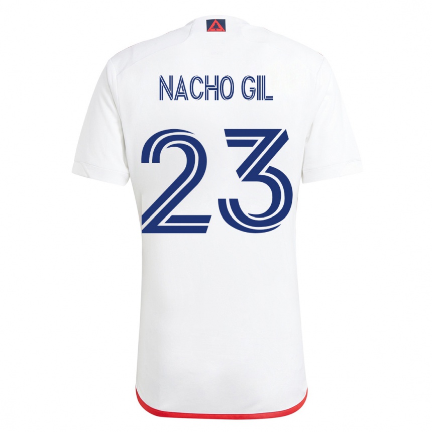 Herren Fußball Nacho Gil #23 Weiß Rot Auswärtstrikot Trikot 2023/24 T-Shirt Luxemburg