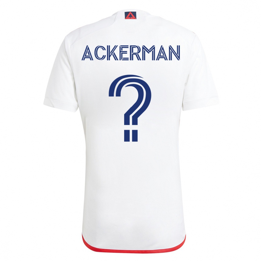 Herren Fußball Eli Ackerman #0 Weiß Rot Auswärtstrikot Trikot 2023/24 T-Shirt Luxemburg