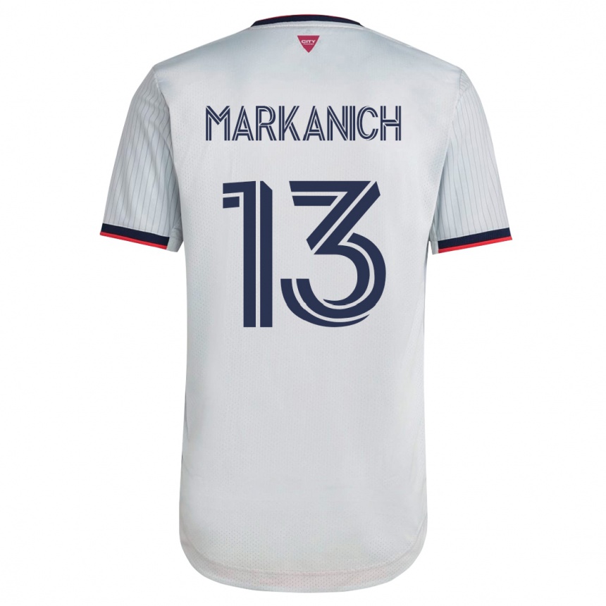 Herren Fußball Anthony Markanich #13 Weiß Auswärtstrikot Trikot 2023/24 T-Shirt Luxemburg
