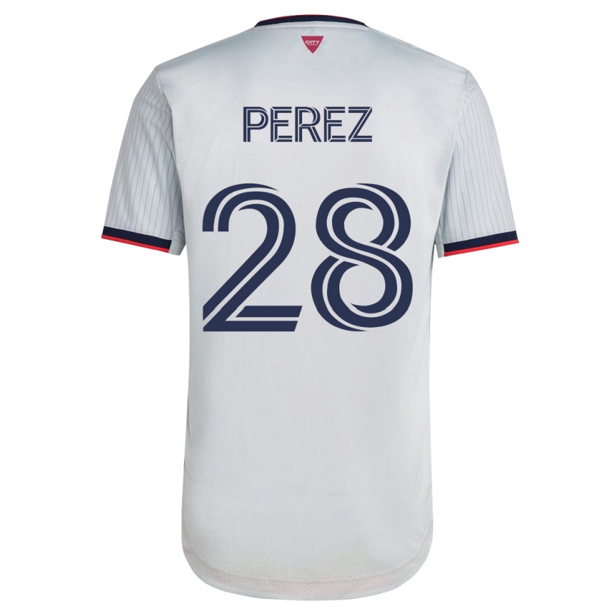 Herren Fußball Miguel Perez #28 Weiß Auswärtstrikot Trikot 2023/24 T-Shirt Luxemburg