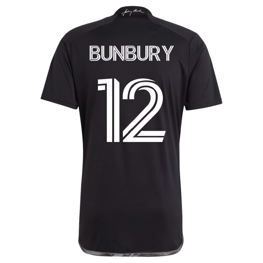 Herren Fußball Teal Bunbury #12 Schwarz Auswärtstrikot Trikot 2023/24 T-Shirt Luxemburg