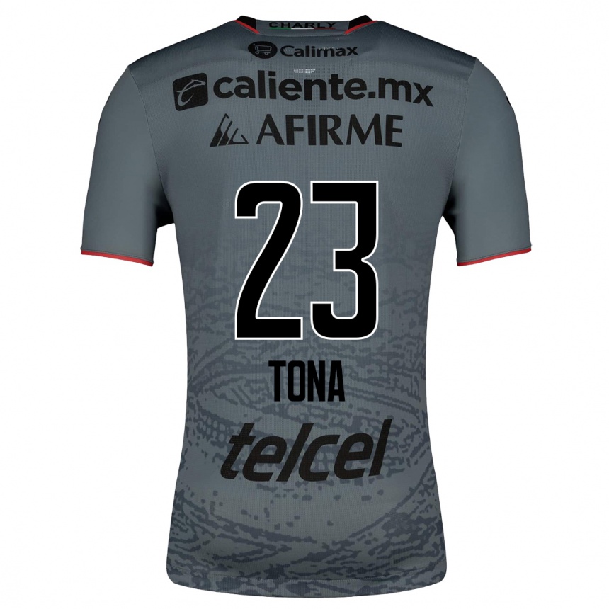 Herren Fußball Iván Tona #23 Grau Auswärtstrikot Trikot 2023/24 T-Shirt Luxemburg