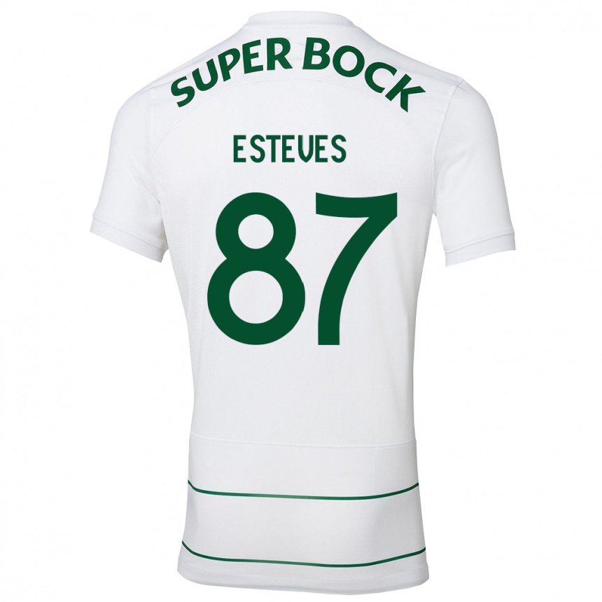 Herren Fußball Gonçalo Esteves #87 Weiß Auswärtstrikot Trikot 2023/24 T-Shirt Luxemburg