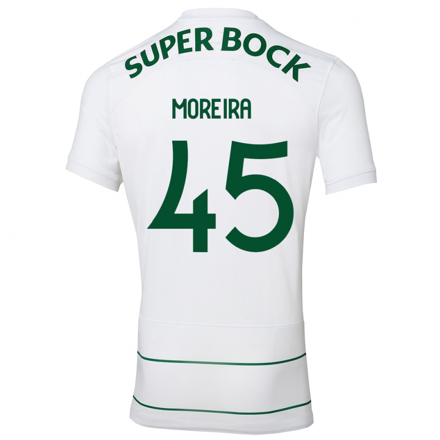 Herren Fußball David Moreira #45 Weiß Auswärtstrikot Trikot 2023/24 T-Shirt Luxemburg