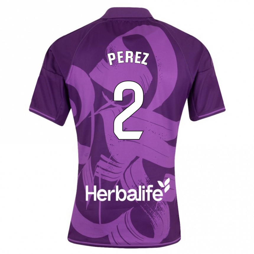 Herren Fußball Iker Pérez #2 Violett Auswärtstrikot Trikot 2023/24 T-Shirt Luxemburg