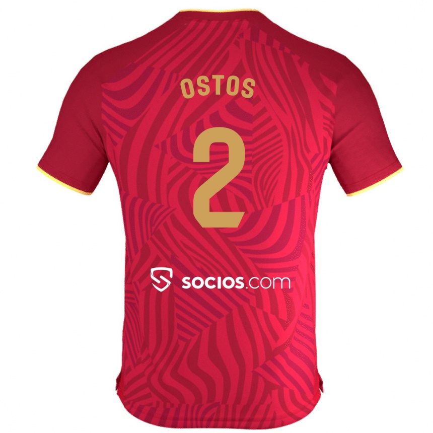 Herren Fußball Fran Ostos #2 Rot Auswärtstrikot Trikot 2023/24 T-Shirt Luxemburg