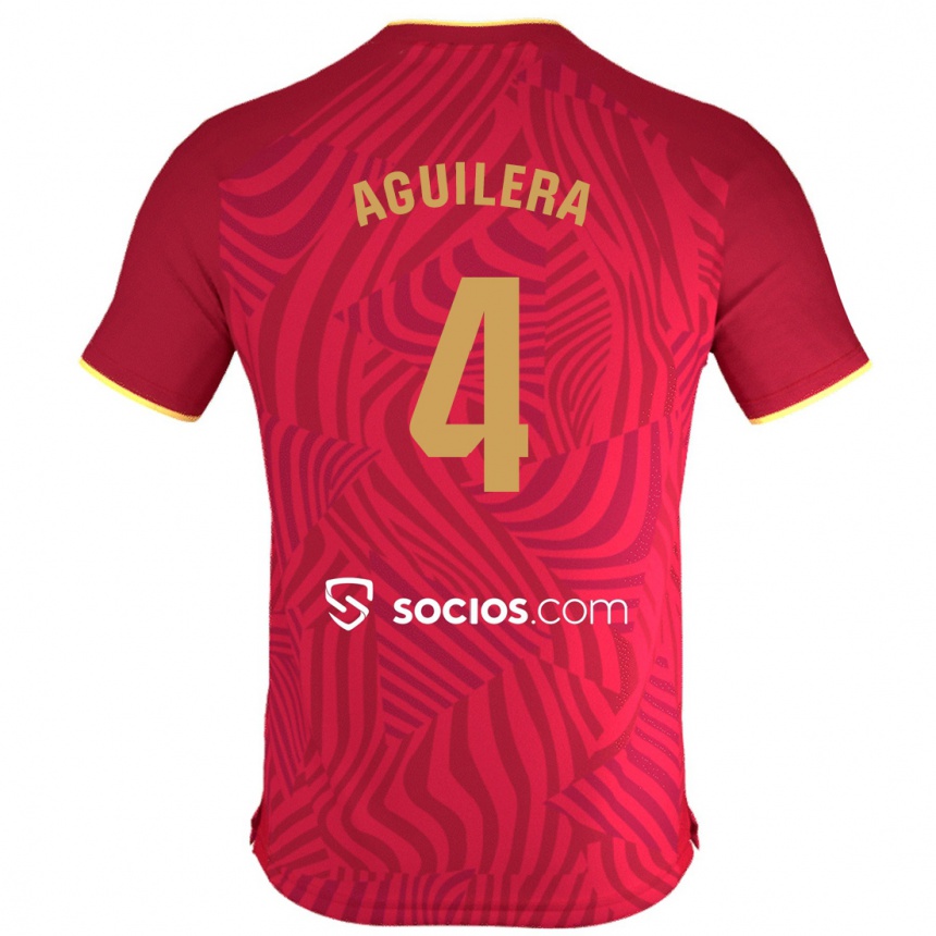 Herren Fußball Juanan Aguilera #4 Rot Auswärtstrikot Trikot 2023/24 T-Shirt Luxemburg
