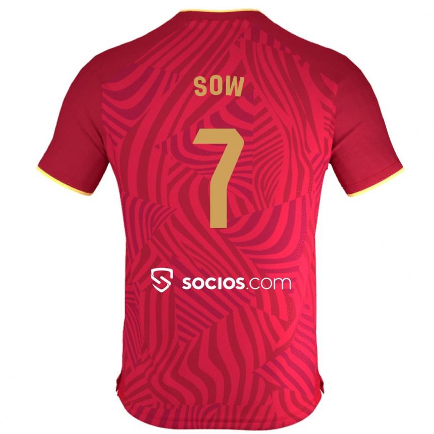 Herren Fußball Bakary Sow #7 Rot Auswärtstrikot Trikot 2023/24 T-Shirt Luxemburg
