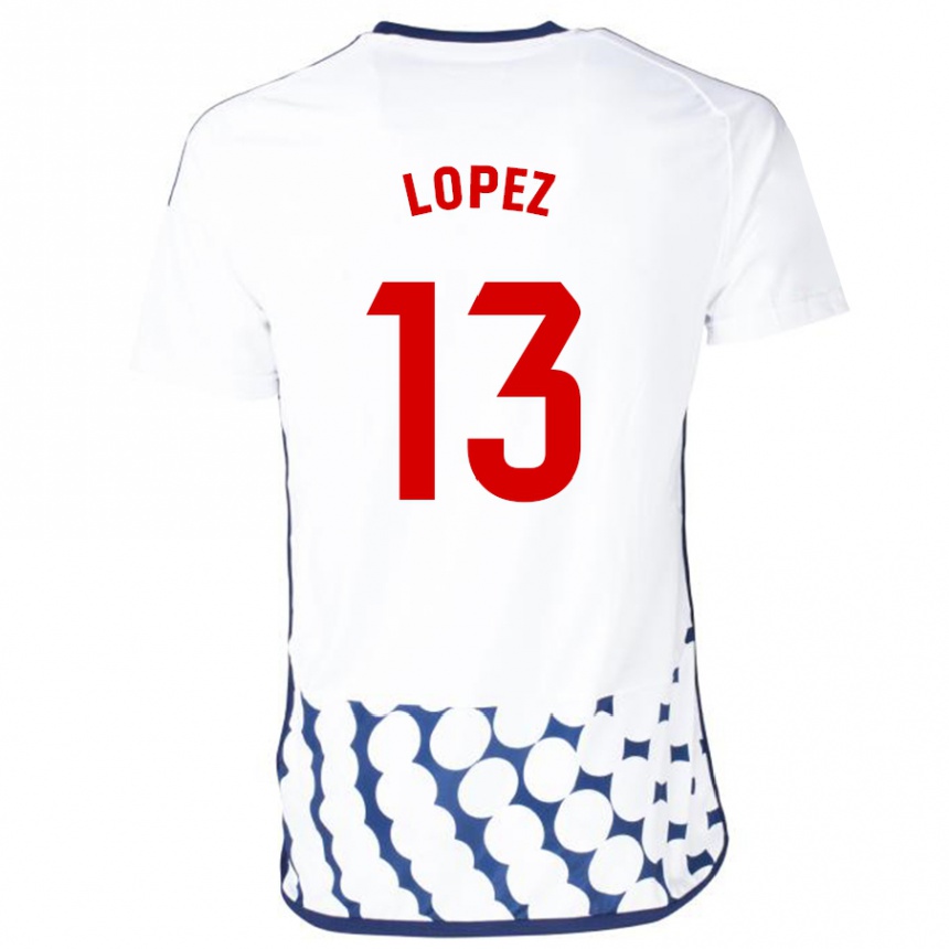 Herren Fußball Luis López #13 Weiß Auswärtstrikot Trikot 2023/24 T-Shirt Luxemburg