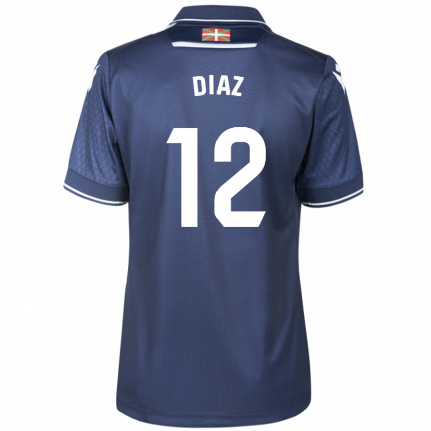 Herren Fußball Ekain Díaz #12 Marine Auswärtstrikot Trikot 2023/24 T-Shirt Luxemburg