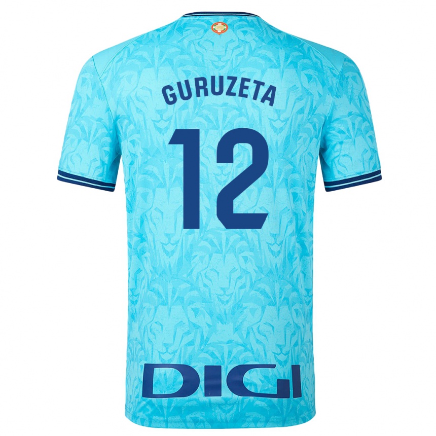 Herren Fußball Gorka Guruzeta #12 Himmelblau Auswärtstrikot Trikot 2023/24 T-Shirt Luxemburg