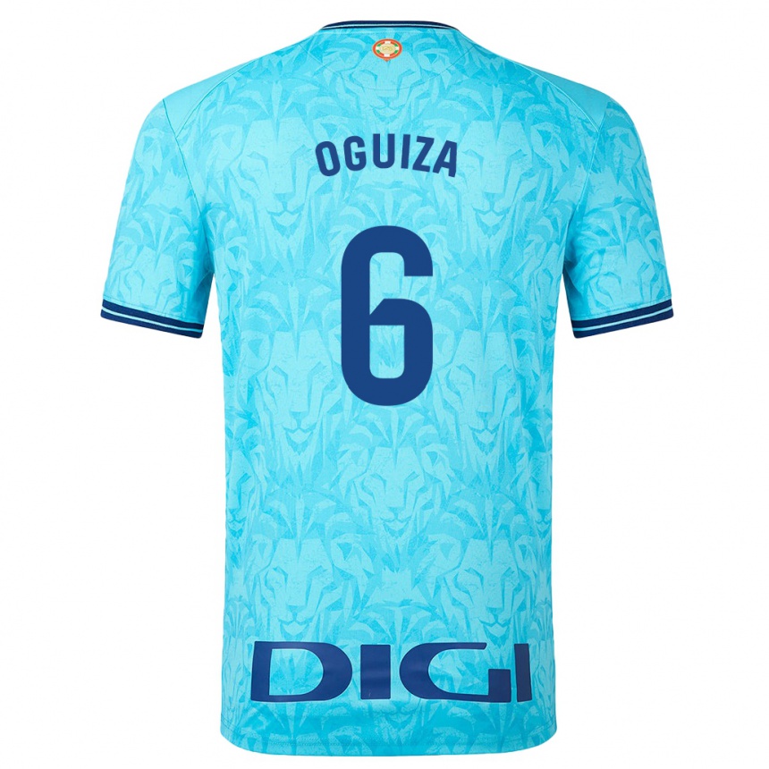 Herren Fußball Irene Oguiza Martínez #6 Himmelblau Auswärtstrikot Trikot 2023/24 T-Shirt Luxemburg