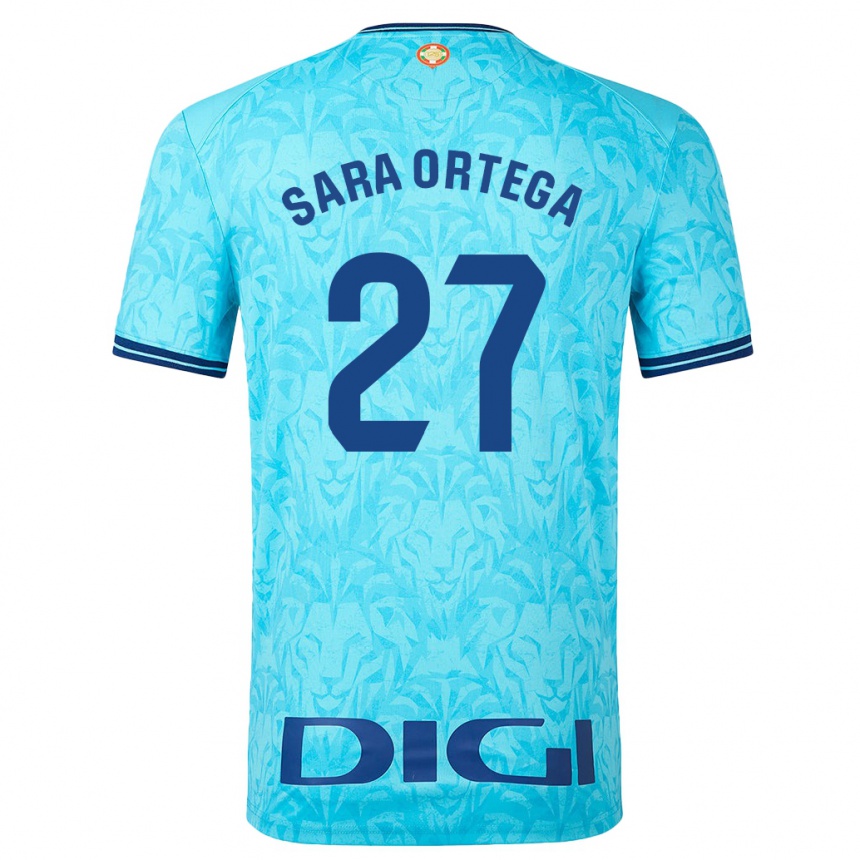 Herren Fußball Sara Ortega Ruiz #27 Himmelblau Auswärtstrikot Trikot 2023/24 T-Shirt Luxemburg