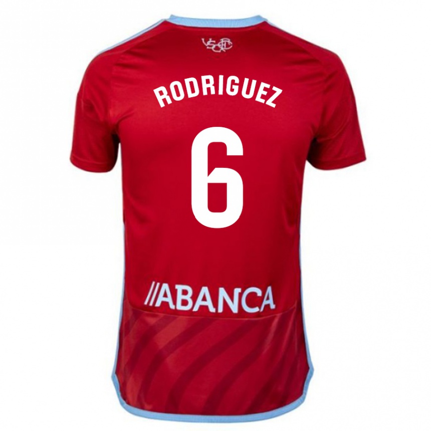 Herren Fußball Damián Rodríguez #6 Rot Auswärtstrikot Trikot 2023/24 T-Shirt Luxemburg