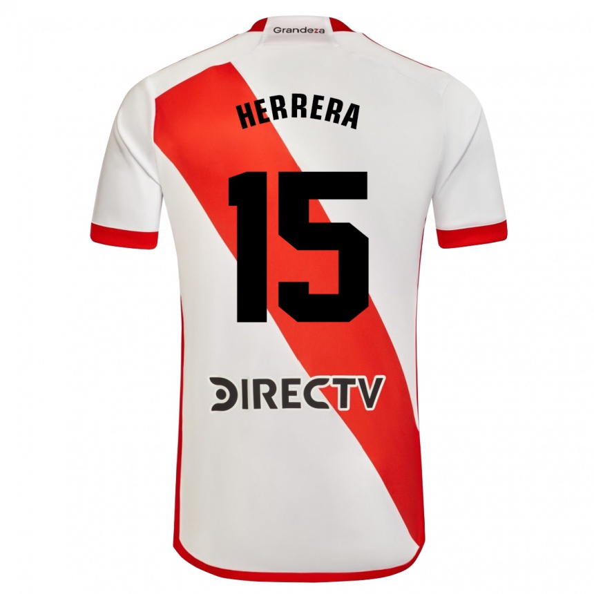 Damen Fußball Andrés Herrera #15 Weiß Rot Heimtrikot Trikot 2023/24 T-Shirt Luxemburg