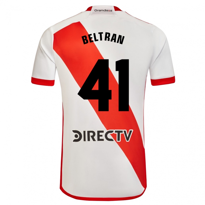 Damen Fußball Santiago Beltrán #41 Weiß Rot Heimtrikot Trikot 2023/24 T-Shirt Luxemburg