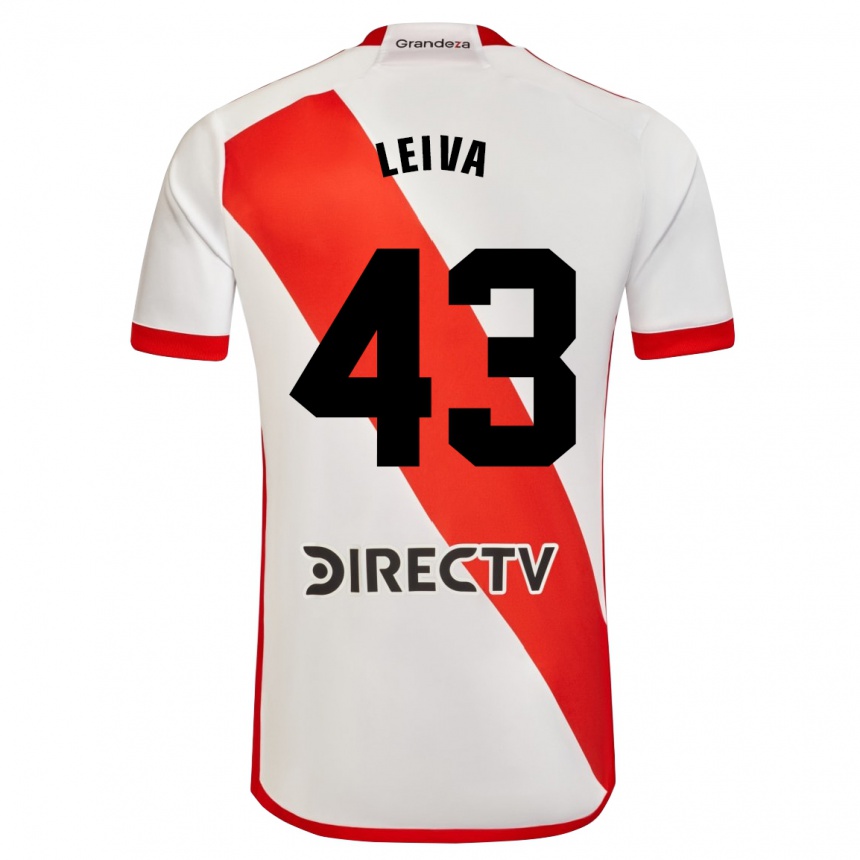 Damen Fußball Tobías Leiva #43 Weiß Rot Heimtrikot Trikot 2023/24 T-Shirt Luxemburg