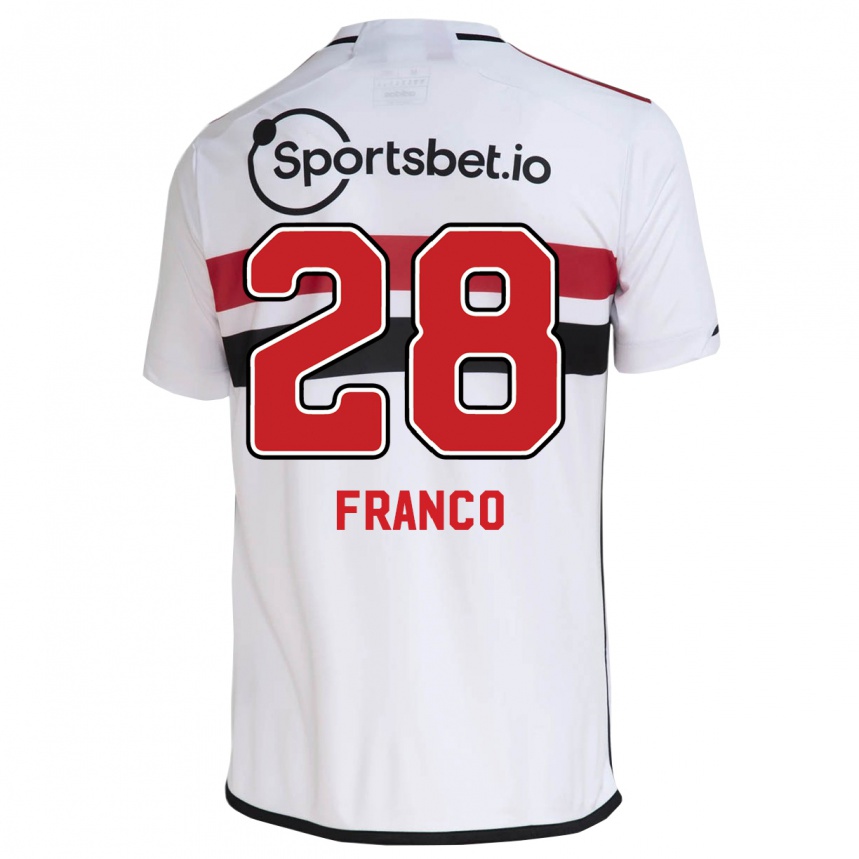 Damen Fußball Alan Franco #28 Weiß Heimtrikot Trikot 2023/24 T-Shirt Luxemburg