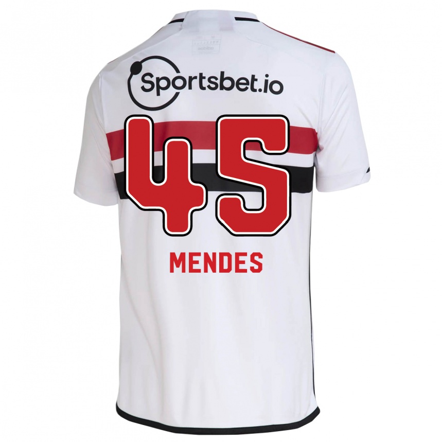 Damen Fußball Nathan Mendes #45 Weiß Heimtrikot Trikot 2023/24 T-Shirt Luxemburg