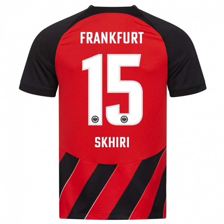 Damen Fußball Ellyes Skhiri #15 Rot Schwarz Heimtrikot Trikot 2023/24 T-Shirt Luxemburg