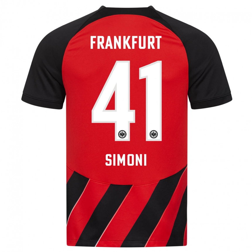 Damen Fußball Simon Simoni #41 Rot Schwarz Heimtrikot Trikot 2023/24 T-Shirt Luxemburg