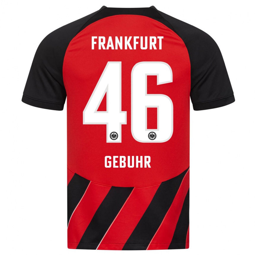 Damen Fußball Dario Gebuhr #46 Rot Schwarz Heimtrikot Trikot 2023/24 T-Shirt Luxemburg