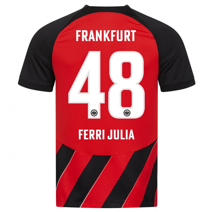 Damen Fußball Nacho Ferri #48 Rot Schwarz Heimtrikot Trikot 2023/24 T-Shirt Luxemburg