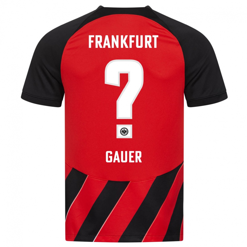 Damen Fußball Luke Gauer #0 Rot Schwarz Heimtrikot Trikot 2023/24 T-Shirt Luxemburg