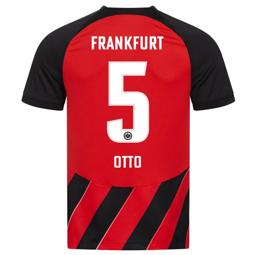 Damen Fußball Fynn Otto #5 Rot Schwarz Heimtrikot Trikot 2023/24 T-Shirt Luxemburg