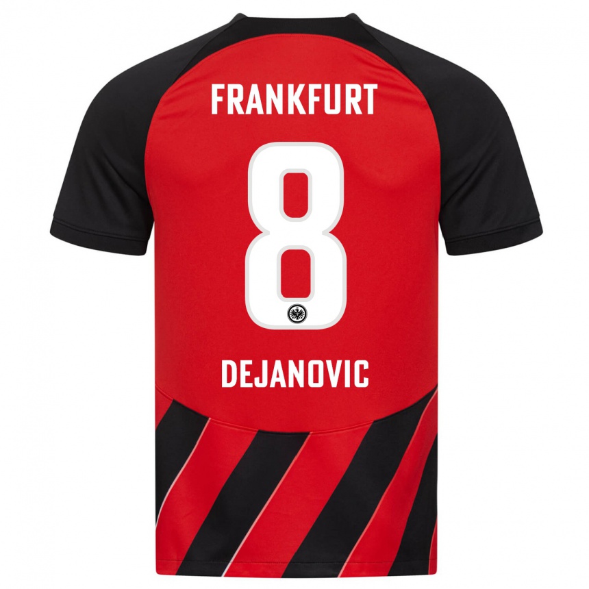 Damen Fußball Daniel Dejanovic #8 Rot Schwarz Heimtrikot Trikot 2023/24 T-Shirt Luxemburg