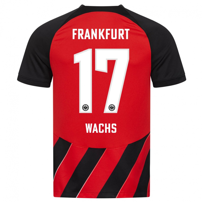 Damen Fußball Marc Wachs #17 Rot Schwarz Heimtrikot Trikot 2023/24 T-Shirt Luxemburg