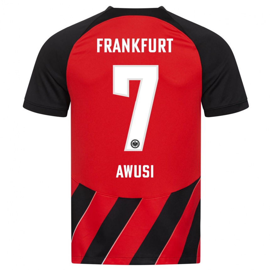 Damen Fußball Junior Awusi #7 Rot Schwarz Heimtrikot Trikot 2023/24 T-Shirt Luxemburg