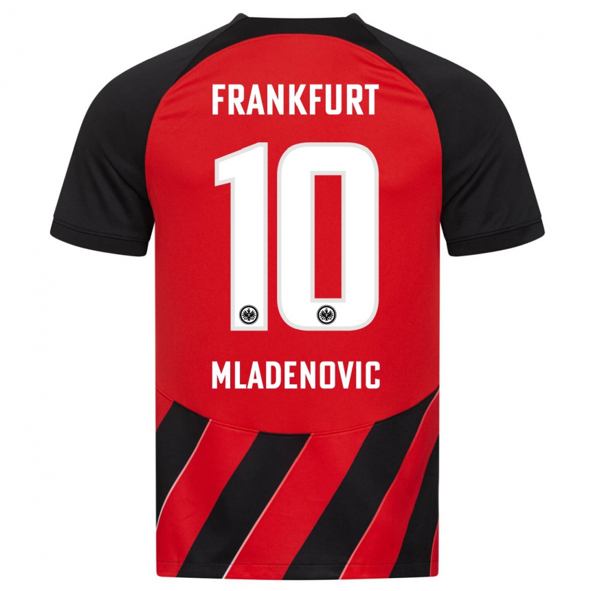 Damen Fußball Marko Mladenovic #10 Rot Schwarz Heimtrikot Trikot 2023/24 T-Shirt Luxemburg