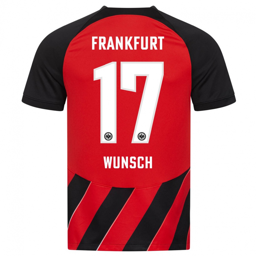 Damen Fußball Paul Wünsch #17 Rot Schwarz Heimtrikot Trikot 2023/24 T-Shirt Luxemburg