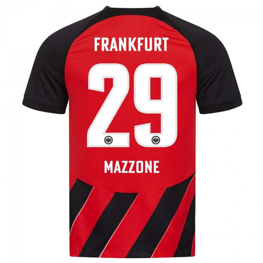 Damen Fußball Matteo Mazzone #29 Rot Schwarz Heimtrikot Trikot 2023/24 T-Shirt Luxemburg