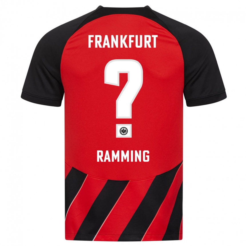 Damen Fußball Nils Ramming #0 Rot Schwarz Heimtrikot Trikot 2023/24 T-Shirt Luxemburg