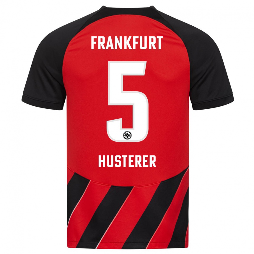 Damen Fußball Lean Husterer #5 Rot Schwarz Heimtrikot Trikot 2023/24 T-Shirt Luxemburg