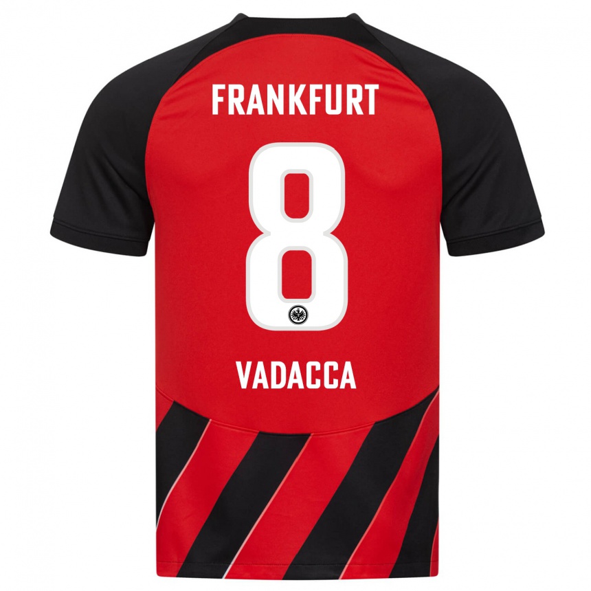 Damen Fußball Gianni Vadacca #8 Rot Schwarz Heimtrikot Trikot 2023/24 T-Shirt Luxemburg