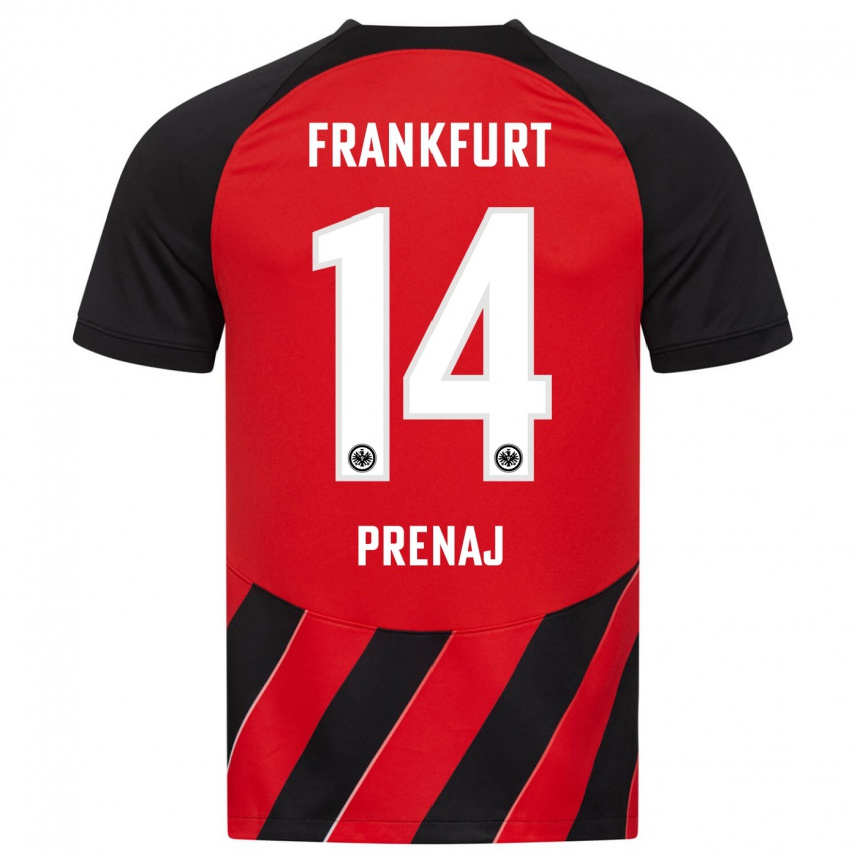 Damen Fußball Christian Prenaj #14 Rot Schwarz Heimtrikot Trikot 2023/24 T-Shirt Luxemburg