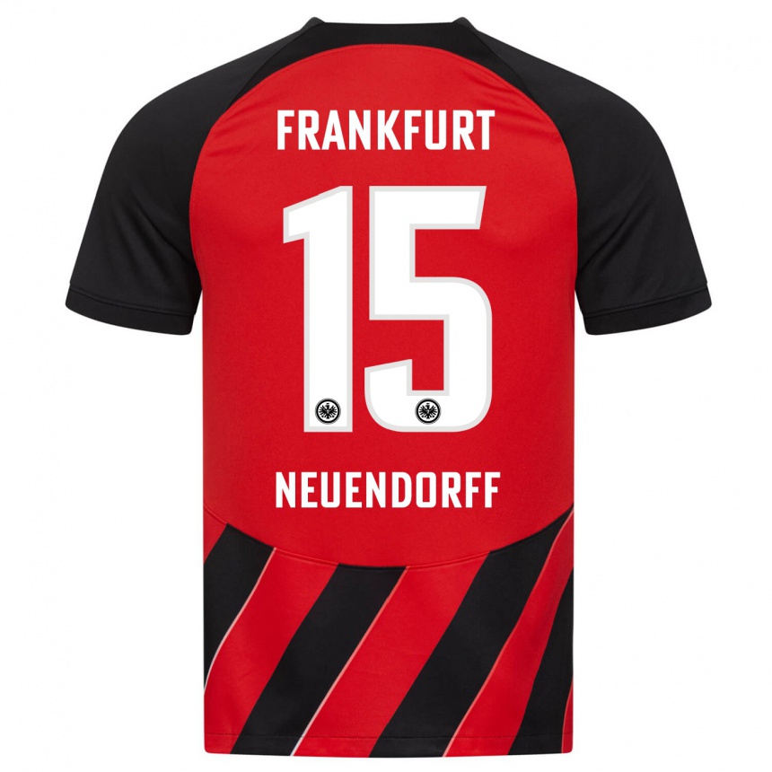 Damen Fußball Nilo Neuendorff #15 Rot Schwarz Heimtrikot Trikot 2023/24 T-Shirt Luxemburg