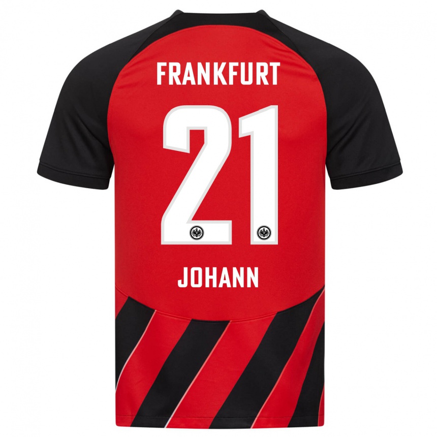 Damen Fußball Hannah Johann #21 Rot Schwarz Heimtrikot Trikot 2023/24 T-Shirt Luxemburg