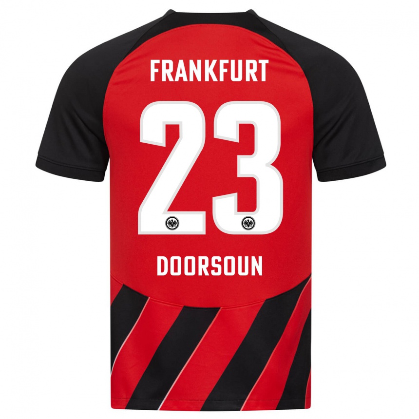 Damen Fußball Sara Doorsoun-Khajeh #23 Rot Schwarz Heimtrikot Trikot 2023/24 T-Shirt Luxemburg