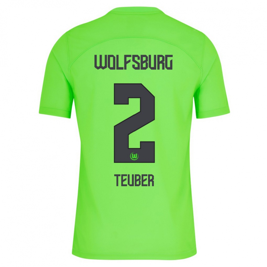 Damen Fußball Julius Teuber #2 Grün Heimtrikot Trikot 2023/24 T-Shirt Luxemburg
