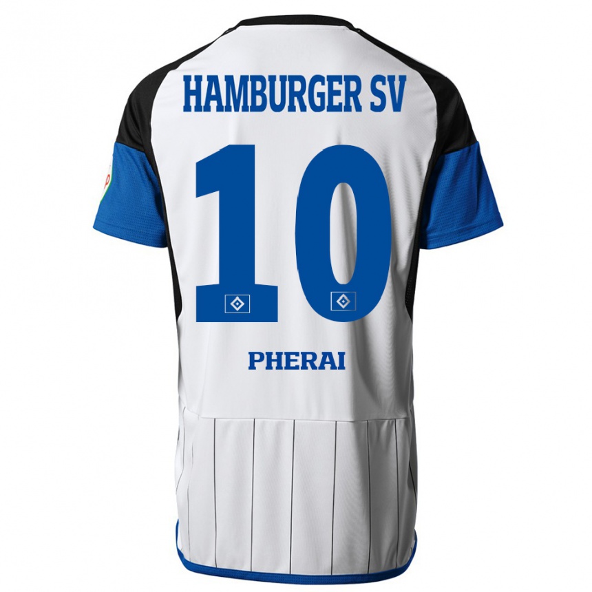 Damen Fußball Immanuel Pherai #10 Weiß Heimtrikot Trikot 2023/24 T-Shirt Luxemburg