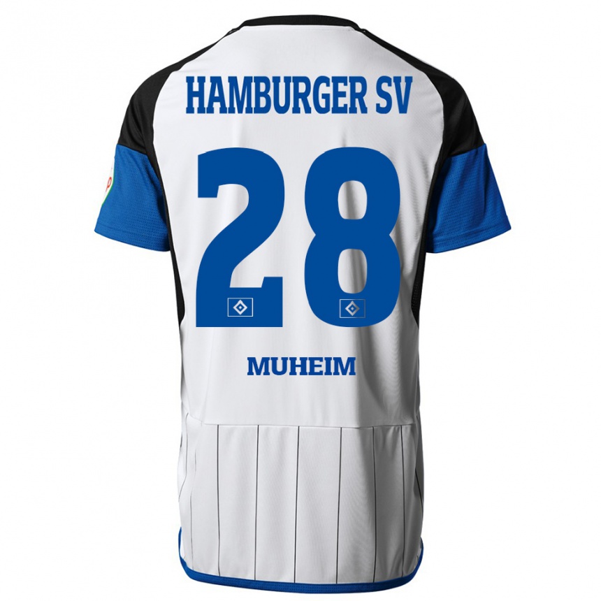 Damen Fußball Miro Muheim #28 Weiß Heimtrikot Trikot 2023/24 T-Shirt Luxemburg