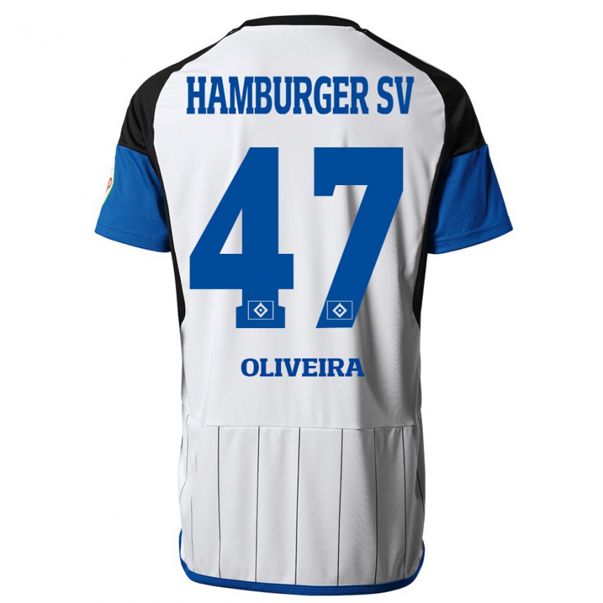 Damen Fußball Nicolas Oliveira #47 Weiß Heimtrikot Trikot 2023/24 T-Shirt Luxemburg