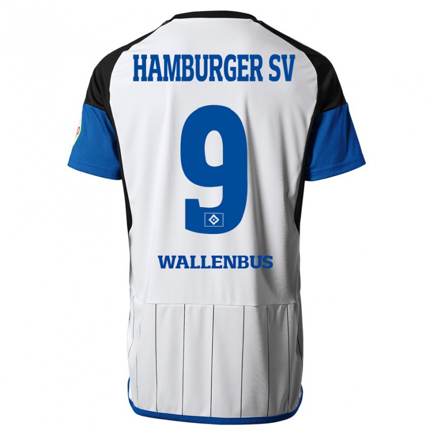 Damen Fußball Noah Wallenßus #9 Weiß Heimtrikot Trikot 2023/24 T-Shirt Luxemburg